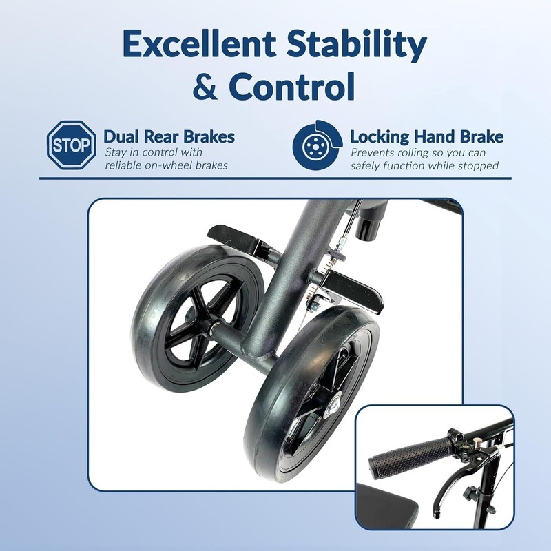 KneeRover Knee Scooter Steerable Knee Walker Crutch - Matte Black