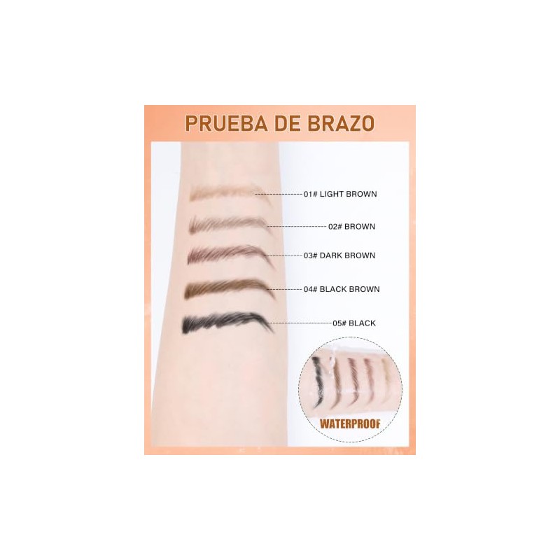 Erinde Lpiz Lquido para Cejas, Resistente al Agua, F204black Brown