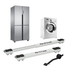 Extendable Furniture Appliance Mover, Washing Machine Dolly with Brakes Rolling Base for Fridge Washer and Dryer Laundry Heavy Duty 24 Wheels Appliance Slider (White, with Crowbar)