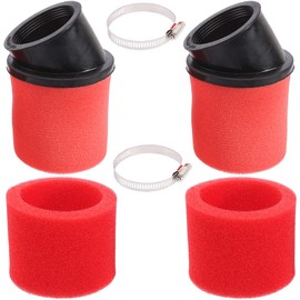 LIYYDS 2Pcs Universal 48mm 49mm 50mm Red Angled Double Foam Pod Performance Filter 50cc 70cc 90cc 110cc 125cc ATV Quad Scooter Go Kart Moped Pit Super Pocket Mini Bike