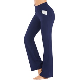 IUGA Bootcut Yoga Pants with Pockets for Women Wide Leg Pants High Waist Workout Pants Tummy Control Work Pants 4 Pockets