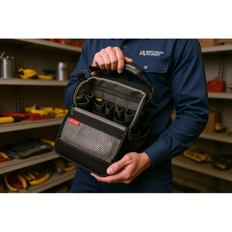 Closed Top Toolbags Professional Electrician Tool Bag, Tool Organizer, HVAC,Black,