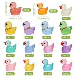 TENTHPEO 120 Pcs Mini Ducks, Colorful Mini Resin Ducks Tiny Duck Glow in the Dark Little Duck for Fairy Garden, Luminous Aquarium Decor, Tiny Homes, DIY Craft Kit