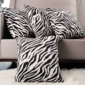 MERRYLIFE 4-Pack 18x18 Inches Soft Cushion Pillow Cover Case Velvet Solid Color Decorative Square Throw Pillow Covers Set for Couch Sofa Patio Chair Bedroom Home Car Decor-Zebra