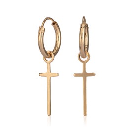 NKlaus Paar Ohrhänger Vergoldet Keltische Ohrringe 30mm mit Kreuz Creole Gothic 3678