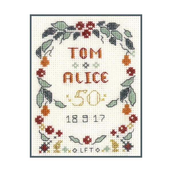 Mini Golden Wedding Anniversary Sampler - Complete Cross Stitch kit