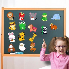 16pcs/Pack PVC Cute Fridge Magnets for Home Refrigerator Decor Cartoon Animal Magnets for Chidren Educational Tool Whiteboard Presentation