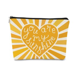 BARPERY Preppy Makeup Bags for Women,Trendy Retro Daisy Sunshine Makeup Bag Cute Floral Here Comes Summer Boho Inspirational Cosmetic Bag Gift for Teen Girls,Birthday Gifts for Women