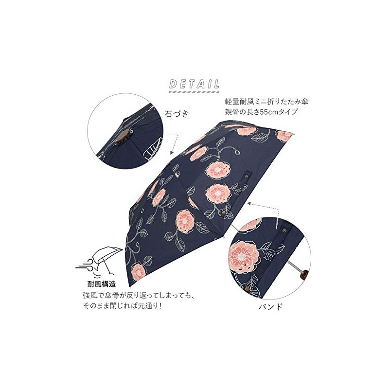S21001 Folding Umbrella, 21.7 inches (55 cm), Wind Resistant Mini,
