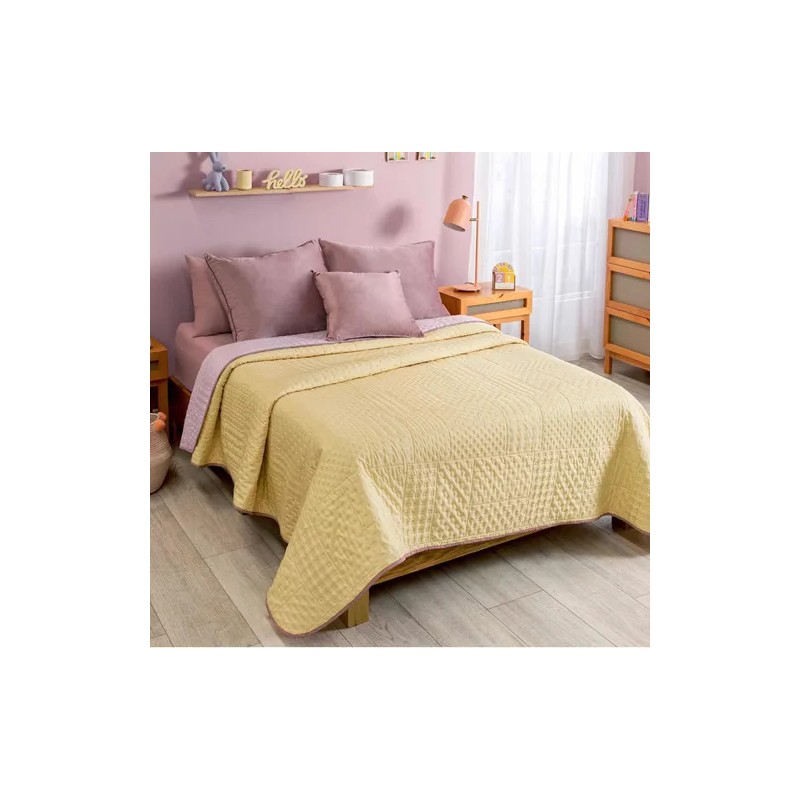 Vianney Edredón Kingsize Cuarzo Ligero /capitonado Vianney Color Rosa Diseño
