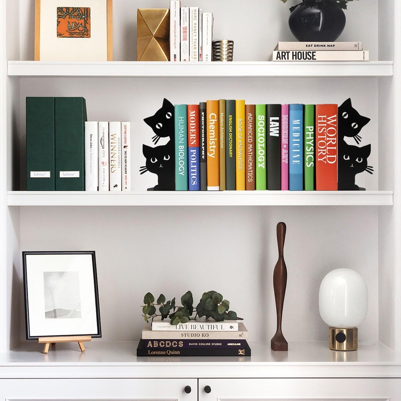 Cat Bookends Desktop Bookshelf Sturdy and Non-Toppling Desktop Organization Office