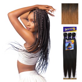 Sensationnel Ruwa prestretched braiding hair - 3x 48 inch water repellent kanekalon fast dry synthetic sports itch free (1 pack, SM1B/30)