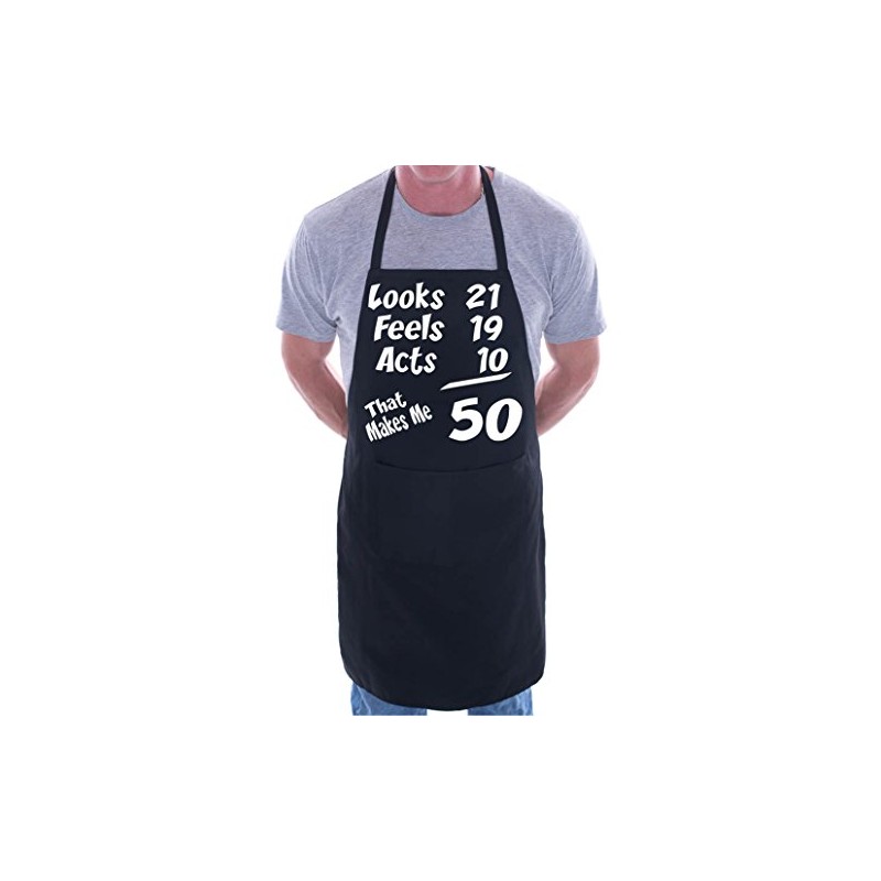 Print4U 50th Birthday Looks Feels BBQ Cooking Funny Novelty Apron