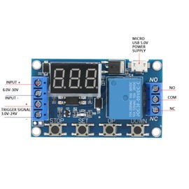 Módulo de relé de Temporizador DC 5-30V Pantalla LED Retardo de Encendido Apagado Módulo de relé Trigger Cycle Delay Timer Switch