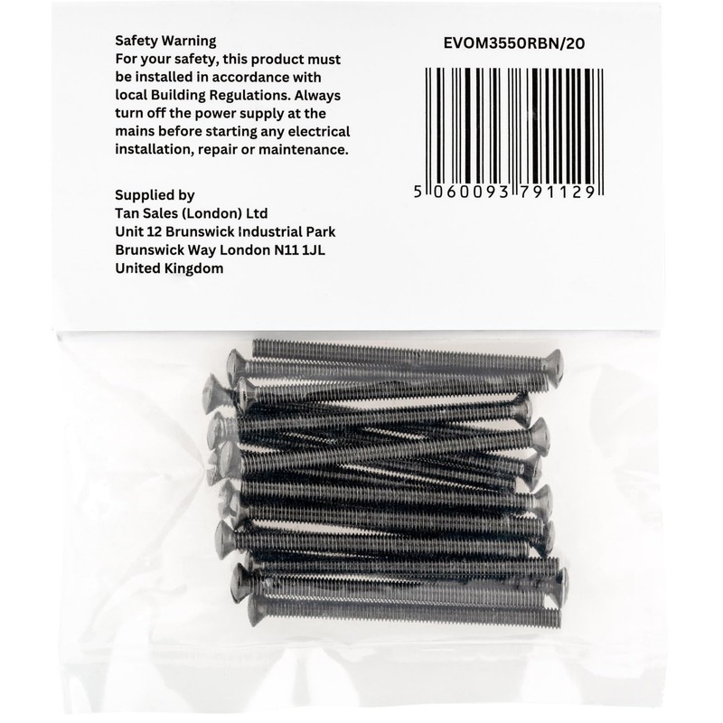 Evoges M3.5 x 50mm Long Raised Countersunk Slotted Head Electrical
