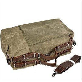 Bolsa de Lona de Viaje de Gran tamaño, Bolso de Fin de Semana de Cuero Genuino de Lona Impermeable Pernizal for Hombres (Color  Brown)                