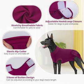 IDOMIK Dog Recovery Suit for Female Spay - Adjustable Anti-Licking Dog Post Surgery Onesie, Male Female Dogs Neuter Spay Suits, Soft Abdominal Wound Bandage & E-Collar Cone Alternative