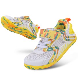 JOINFREE Toddler Boys Summer Sneakers Breathable Non-Slip Athletic Sports Shoes for Girls White Yellow 8 Toddler
