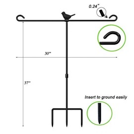 Lairies Garden Flag Stand Holder For Double Flags With Bird Garden Fla