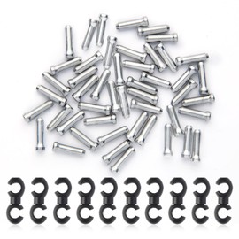 Bike Cable End Caps, Bike Cable Clasps, Alloy Cable End Crimps,Derailleur Cable End Cap,Bicycle Rotatable S-Hook Clips, Alloy non rusting, Bike Brake Cable End Tips for MTB Road Mountain Bicycle,60PCS