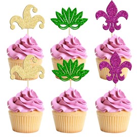 24 piezas de Mardi Gras para magdalenas, máscaras de máscaras, cupcakes, alimentos, púas de frutas, máscaras, Mardi Gras, fiesta, baby shower, fiesta de cumpleaños, decoración de pasteles