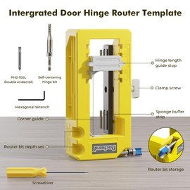 Door Hinge Jig, Door Hinge Template Kit for Router Fit 3”to 5” Length and 1/4” Or 5/8” Thickness, Square or Radius 1/4'/5/8' Corners, Green Hinge, Only Work on The Door Not The Jamb