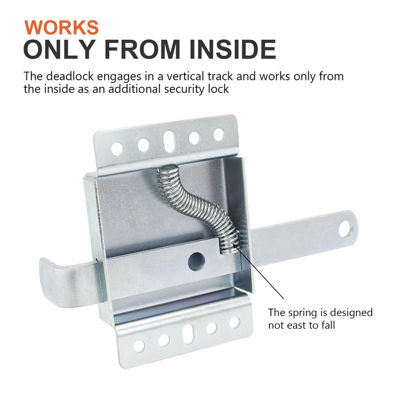 QZATTCAEN Heavy Duty Garage Door Side Lock Inside Deadlock for
