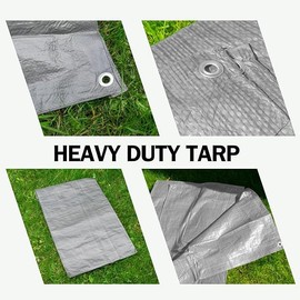 Grey Tarpaulin Cover - 50gsm Thick - Waterproof, Weatherproof, Frost-Resistant, UV Protection, Universal, Multipurpose, Groundsheet, Camping, Boating, Hiking, Light Duty Sheet (4m x 5m)