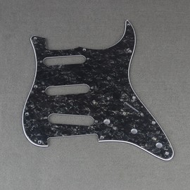 FLEOR 11 Holes ST Style Pickguard SSS Guitar Pickguard Pick Guard Scratchplate with Screws Set,4Ply Black Pearl