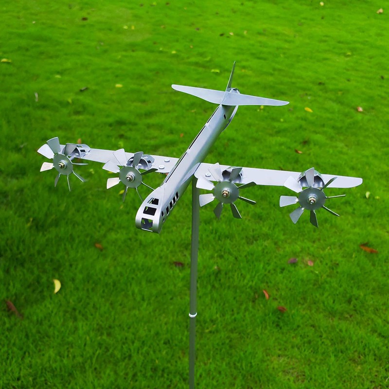 Metal Airplane Wind Spinner, Elegant Spin Design Airplane Weather Vane
