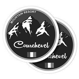 Vinyl Round Stickers (Set of 2) 10cm - BW - Courchevel Ski Snowboard Resort France for Laptops, Tablets, Luggage, Scrap Booking, Fridges #40173