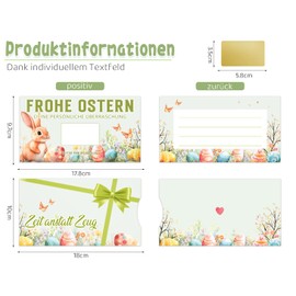 PeakPeek Vouchers Easter Card, Double-Sided Voucher to Fill Yourself - Scratch Cards Make Yourself Small Gifts Easter - with Scratch Sticker Envelope Set - Merry Easter Time Instead of Stuff