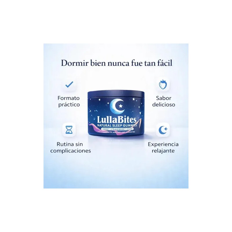Gomitas Para Dormir Sin Melatonina Lullabites 60 Pzas Fresa