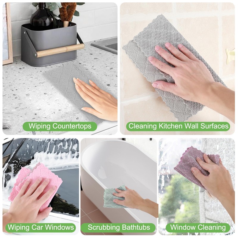SAYAPE Double-Sided Cleaning Rags - Multipurpose Non Scratch Wire Dishcloth