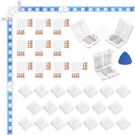 WENHSIN 10-Packs L Shape 4-Pin LED Connectors for LED Strip Lights 10MM Width Unwired Gapless Solderless Adapter Extension