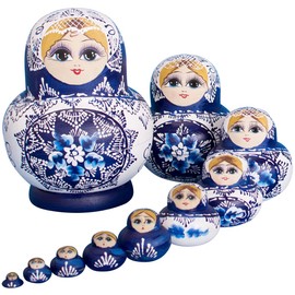 YAKELUS Russian Nesting Dolls for Kids Matryoshka Doll 10pcs Handmade