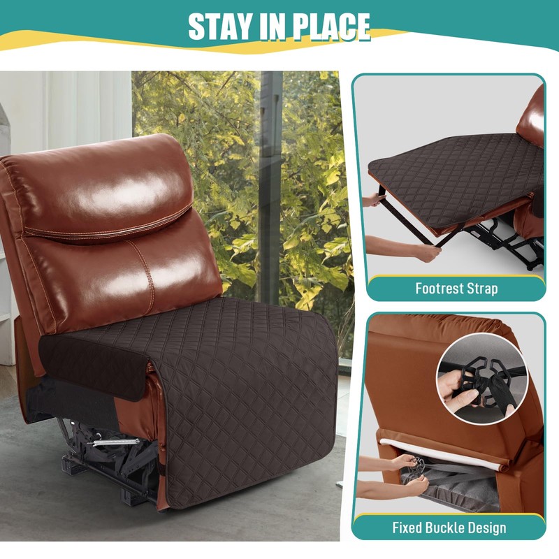 Ruaozz 100% Waterproof Armless Chair Cover for Sectional Recliner Sofa
