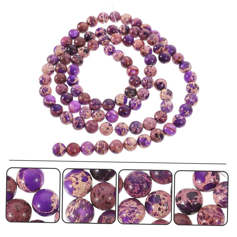 KONTONTY 2Pcs Emperor Stone Bead Bracelet Smooth Surface Natural Stone