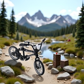 Yxinjy Black 1/18 Finger Bike Action Figure Toy,Mini Finger Mountain Bike Model Art Crafts Desktop Decor