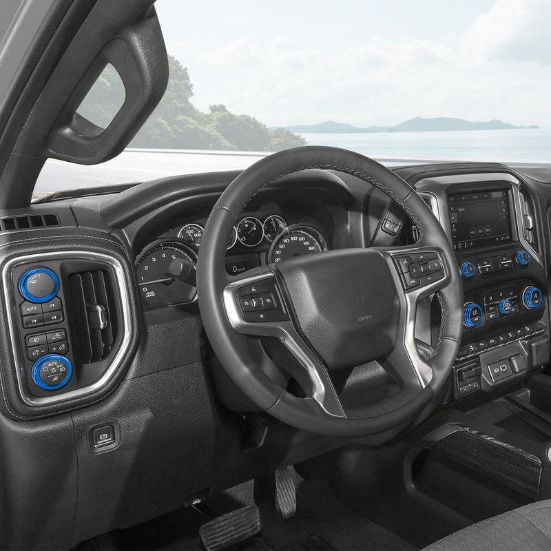 CheroCar Radio AC Knobs Cover Center Console for Chevy Silverado