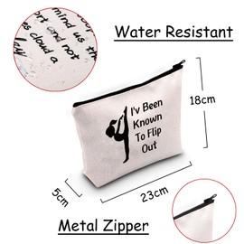 JXGZSO Artistic Gymnastics Toiletry Bag I'v Been Known To Flip Out Gymnastic Lover Gift Gymnastics Cosmetic Organizer Bag, I'v Been Known To Flip Out