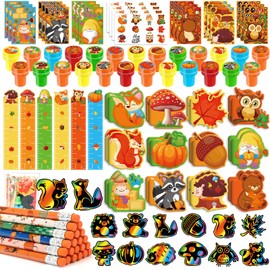 BenLouis Fall School Stationery Set Party Favors Thanksgiving Day Classroom Gift Prizes Bulk for Students Kids Autumn Pumpkin Harvest Pinata Filler Goodie Bag Stuffers Decor （12Set Fall ）
