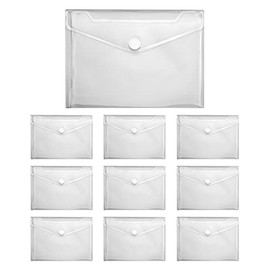VELOFLEX A456010 Document Wallet Crystal, Pack of 10, DIN A5, Document Wallet with Velcro Fastening, Polypropylene, Transparent