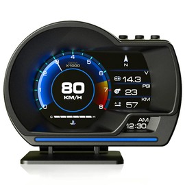 GIGC Car Head-Up Display, Speedometer, Tachometer, GPS+OBD2 Mode Multimeter, Fault Diagnosis and Warning Function
