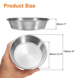 sourcing map 4 Inch Stainless Steel Sauce Dishes, 6 Pcs Mini Individual Round Seasoning Dishes Condiment Tray Sushi Dipping Bowl Mixing Saucers Appetizer Plates for Prep Side Dish, Silver