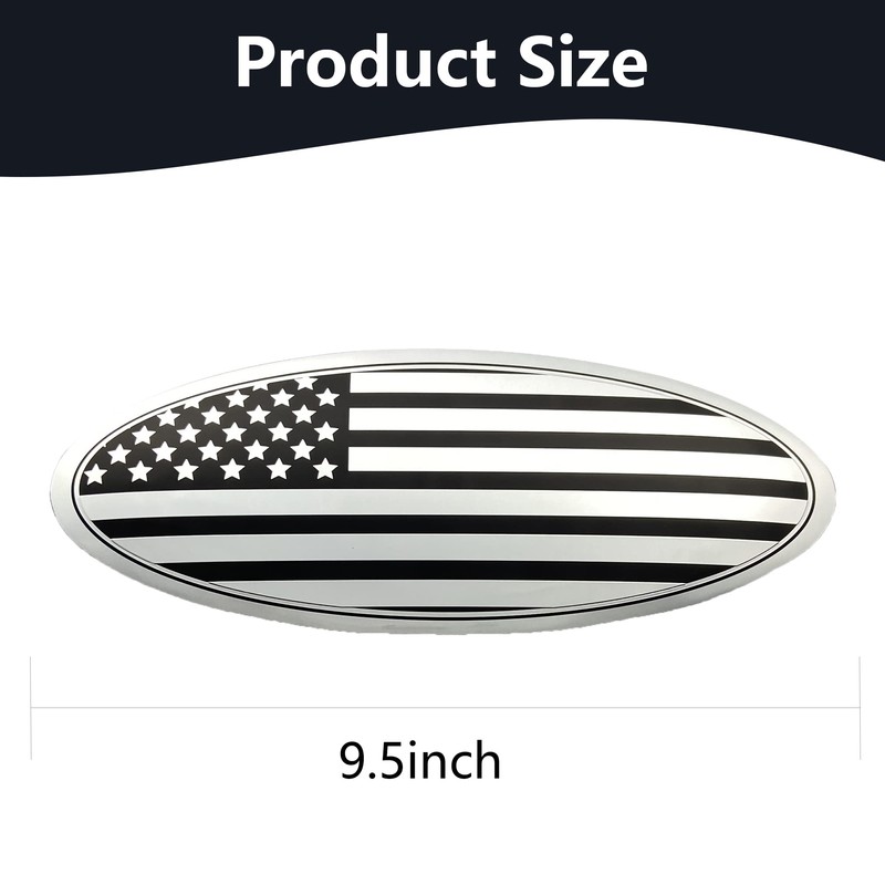 HHLOU 9.5 inch Overlay Emblem Front Grille Rear Tailgate Oval