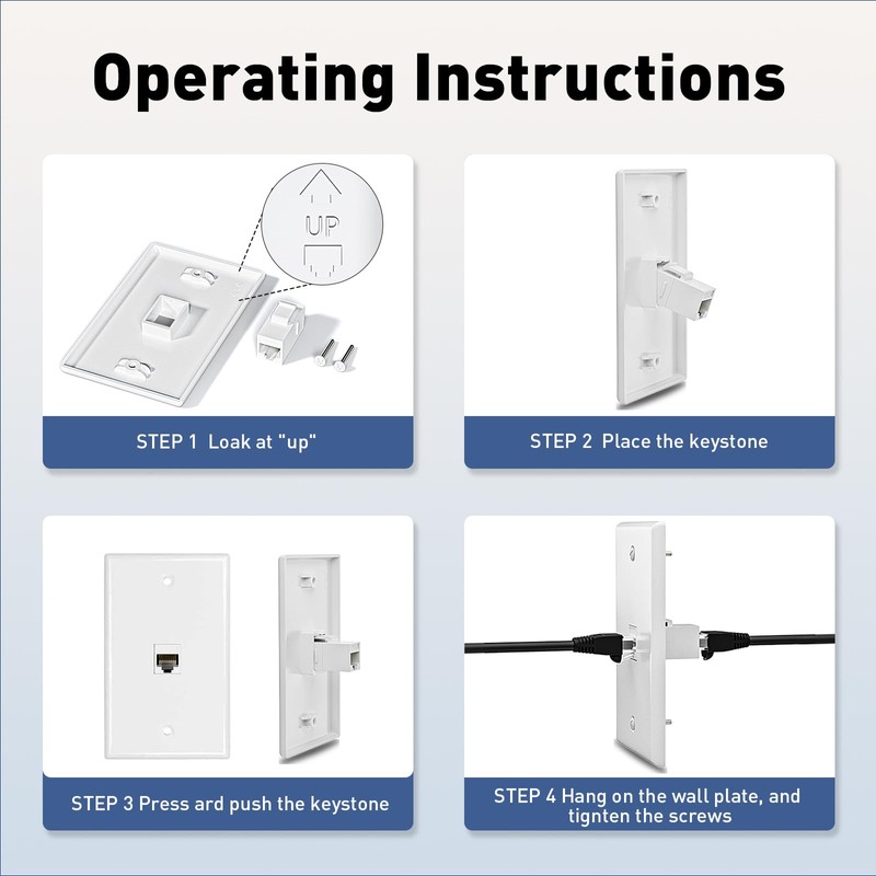 NataLink Ethernet Keystone Wall Plate 1-Port, RJ45 Wall Plate Single