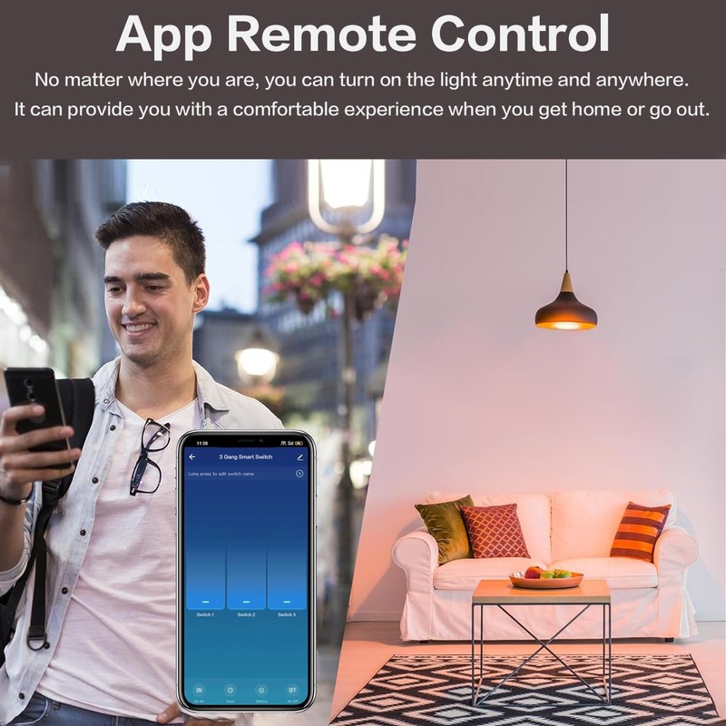 Jinvoo Smart Light Switch, WiFi Light Switch, Compatible with Alexa