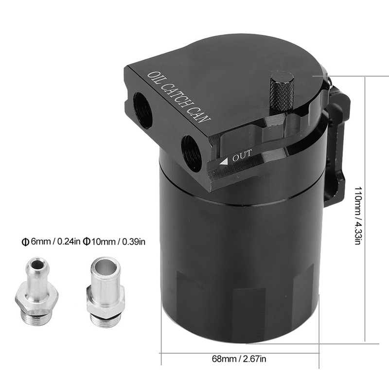 Universal Oil Catch Can Kit 300ML Reservoir Tank Engine Black