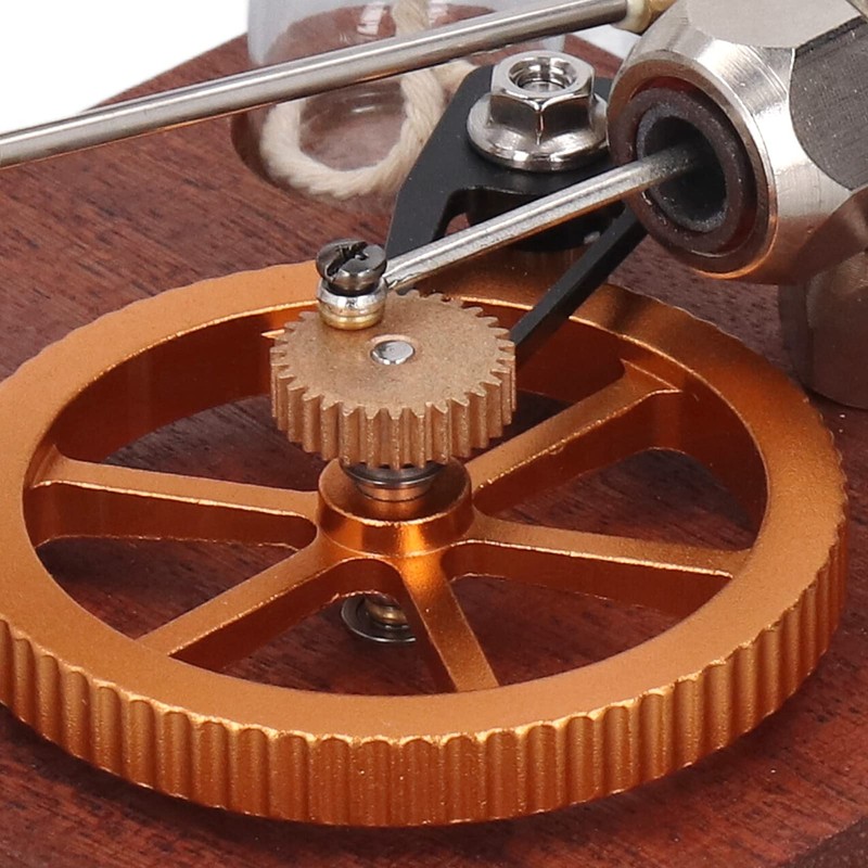 Honio Stirling Engine Model, Ornamen Table Beech Base Stirling Engine